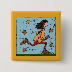 Badge Carré 5 Cm coureur d'automne (femme)