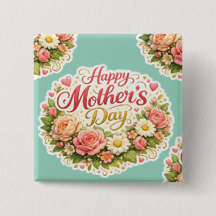 Badge Carré 5 Cm Couronne florale restez