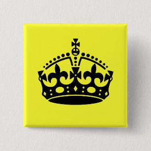 Badge Carré 5 Cm Couronne Keep Calm and Carry On