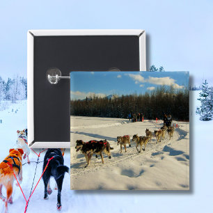 Badge Carré 5 Cm Course de chiens de traîneau Iditarod Trail