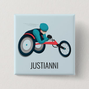 Badge Carré 5 Cm Course en fauteuil roulant