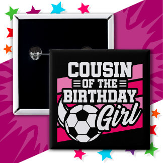 Badge Carré 5 Cm Cousin de la fête de football pour enfants de l'an