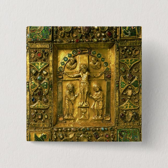Badge Carré 5 Cm Couverture d'évangile, Ottonian, Allemagne, 11ème (Devant)