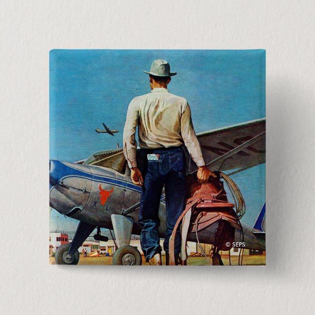 Badge Carré 5 Cm Cowboy de vol par Mead Schaeffer (Devant)
