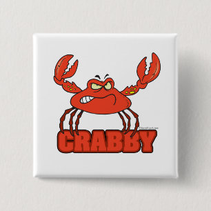 Badge Carré 5 Cm crabe rouge drôle avec attitude