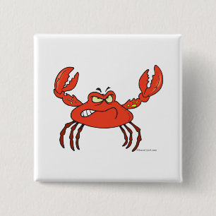 Badge Carré 5 Cm crabe rouge en colère