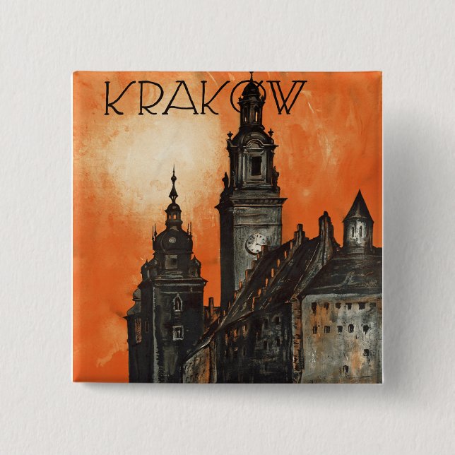 Badge Carré 5 Cm Cracovie (Devant)