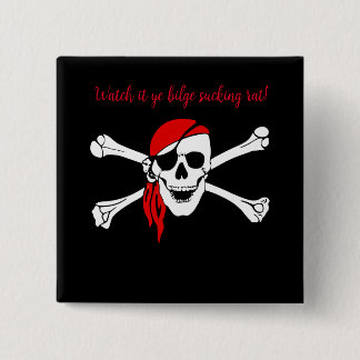 Badge Carré 5 Cm Crâne pirate personnalisable cale suceuse rat