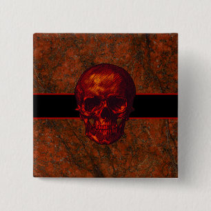 Badge Carré 5 Cm Crâne rouge