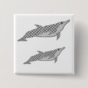 Badge Carré 5 Cm Cravate Checkered de dauphin de fileur