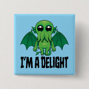 Badge Carré 5 Cm Créature Cthulhu Délicieusement Mignonne