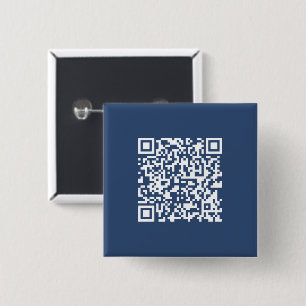 Badge Carré 5 Cm Créer un code QR scannable Bleu marine délavé
