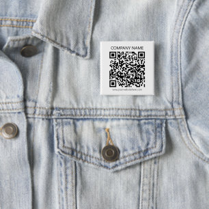 Badge Carré 5 Cm Créer votre propre code QR   Noir et blanc