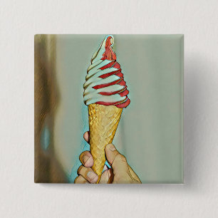 Badge Carré 5 Cm Crème glacée au chocolat