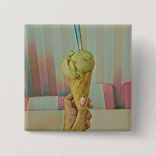 Badge Carré 5 Cm Crème glacée au chocolat