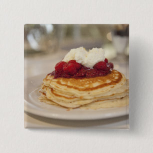 Badge Carré 5 Cm Crêpes aux framboises