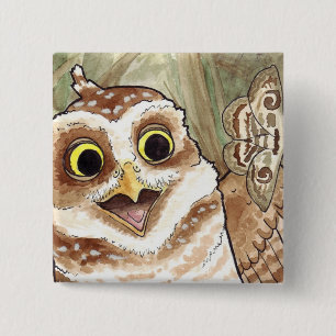 Badge Carré 5 Cm Creuser le bouton de hibou