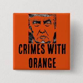 BADGE CARRÉ 5 CM CRIMES AVEC BOUTON ORANGE