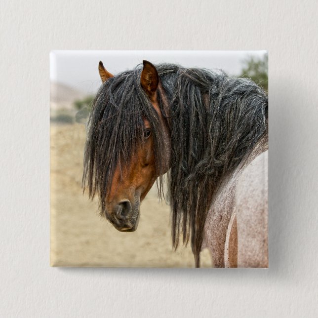 Badge Carré 5 Cm Crinière de cheval (Devant)