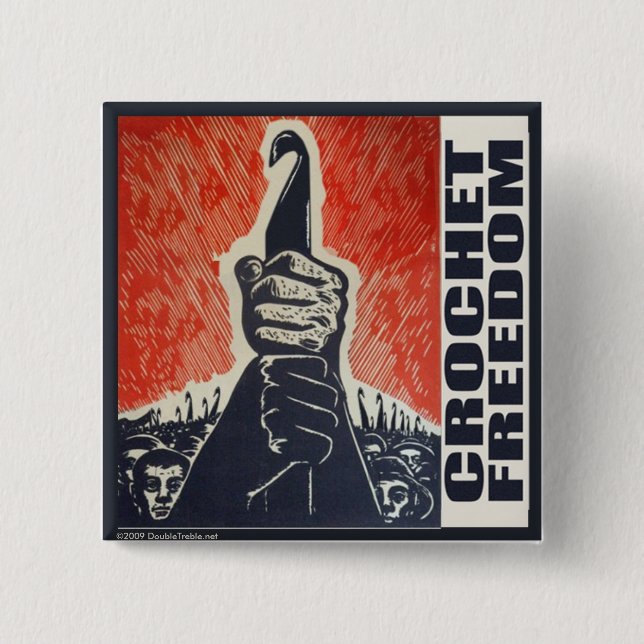 Badge Carré 5 Cm Crochet Freedom - bouton (Devant)