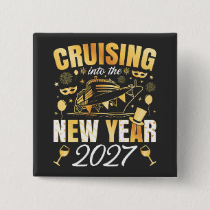 Badge Carré 5 Cm Croisière dans le Nouvel An 2027 Carré