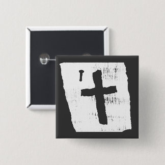 Badge Carré 5 Cm Croix chrétienne Grungy