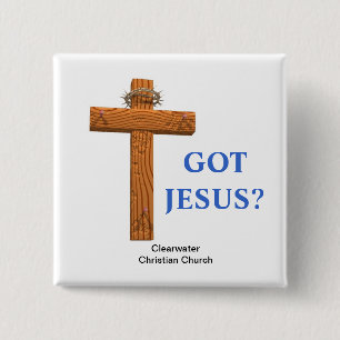 Badge Carré 5 Cm Croix obtenue de Jésus