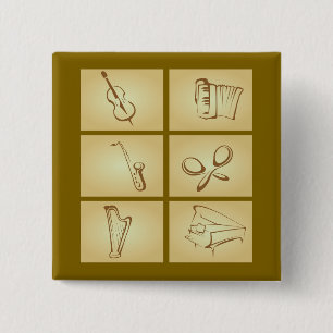 Badge Carré 5 Cm Croquis d'instruments de musique