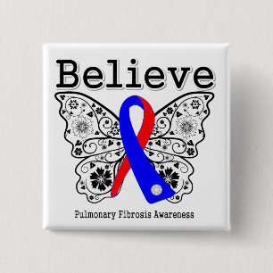 Badge Carré 5 Cm Croyez la conscience de fibrose pulmonaire