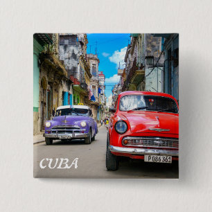 BADGE CARRÉ 5 CM CUBA HAVANA