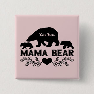 Badge Carré 5 Cm Cubes de maman d'ours personnalisables Silhouette