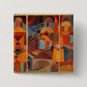 Badge Carré 5 Cm Cubisme Abstrait coloré Klee Temple Gardens
