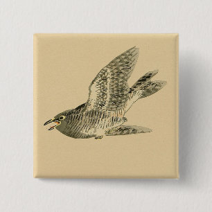 Badge Carré 5 Cm Cuckoo (Art japonais) (par Kono Bairei)