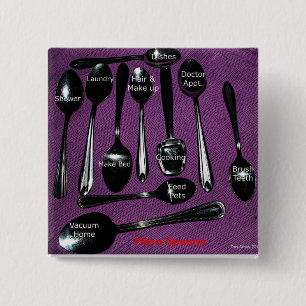 Badge Carré 5 Cm Cuillères de conscience de fibromyalgie