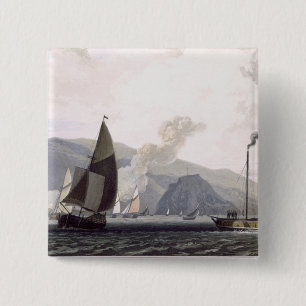 Badge Carré 5 Cm Cuisez le bateau à la vapeur sur le Clyde près d