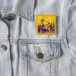 Badge Carré 5 Cm Cuisine Dragon