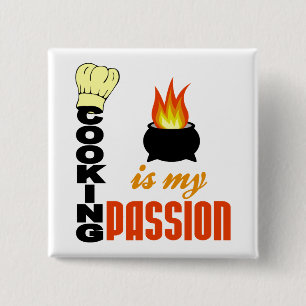 Badge Carré 5 Cm Cuisine Est Ma Passion, bouton