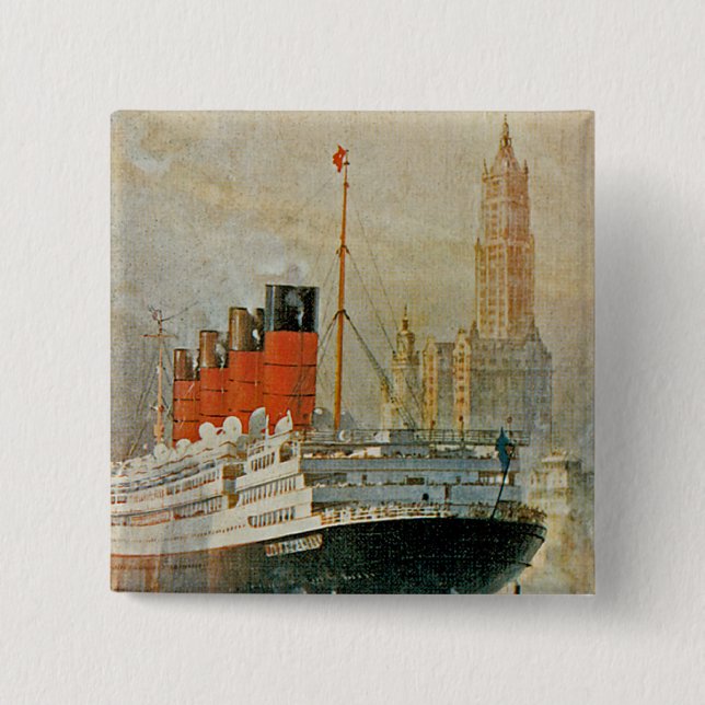 Badge Carré 5 Cm Cunarder à New York (Devant)
