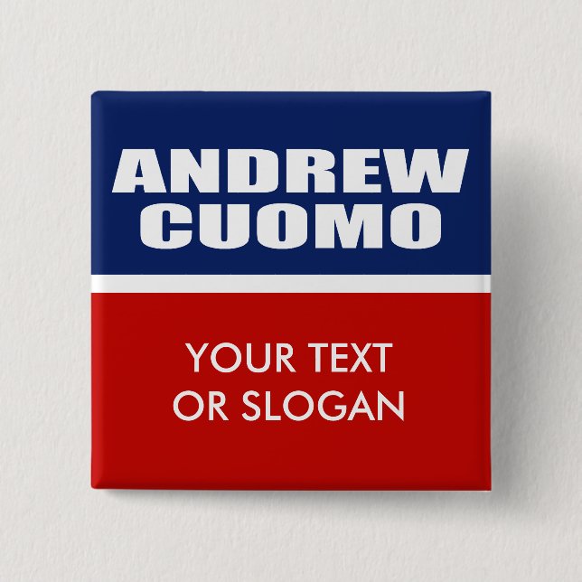 BADGE CARRÉ 5 CM CUOMO D'ANDREW POUR LE GOUVERNEUR (Devant)