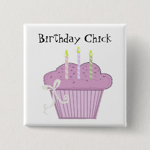 Badge Carré 5 Cm Cupcake d'anniversaire avec bougies