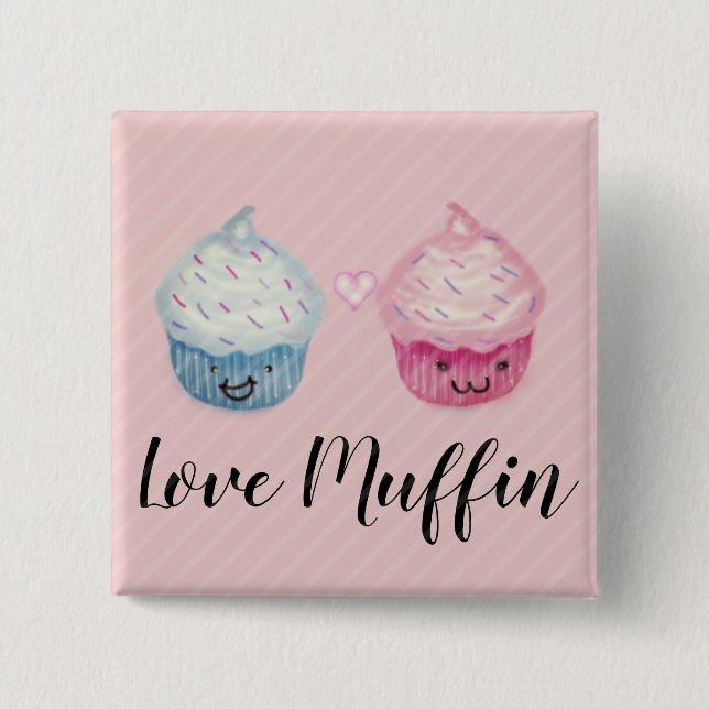 Badge Carré 5 Cm Cupcakes Love-Muffin (Devant)