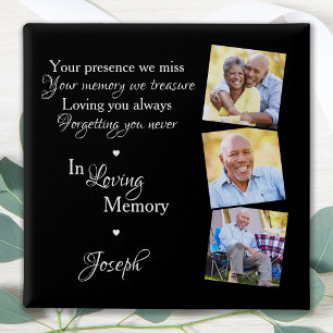 Badge Carré 5 Cm Custom 3 Photo In Loving Memory Funeral Memorial 