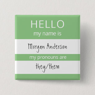 Badge Carré 5 Cm Custom HELLO Mon Nom Pronounouns Est Un Insigne
