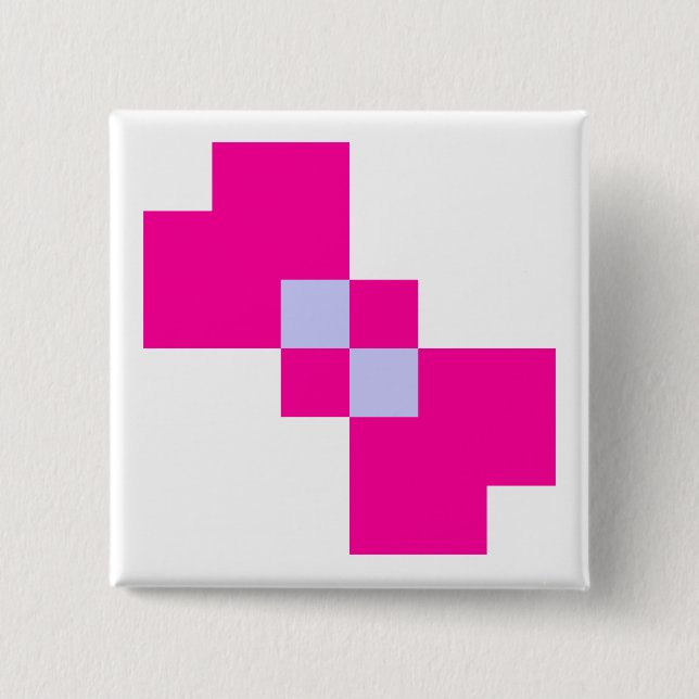 Badge Carré 5 Cm Cute 8 bits Pixel Bow (Devant)