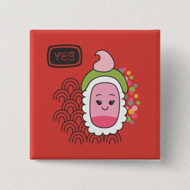 Badge Carré 5 Cm Cute asiatique Kawaii Sushi (Devant)