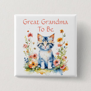 Badge Carré 5 Cm Cute Kitten Grand-mère à thème pour être Baby show