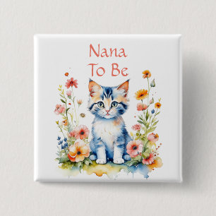 Badge Carré 5 Cm Cute Kitten Theme Nana to Be Baby shower