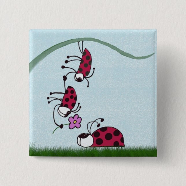 Badge Carré 5 Cm Cute Ladybug Professant Sa Peinture D'Amour (Devant)