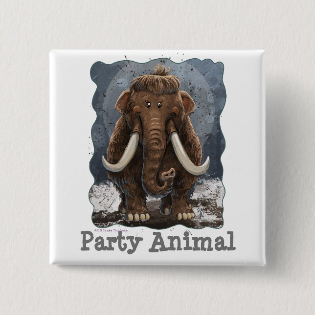 Badge Carré 5 Cm Cute Mastodon (Devant)