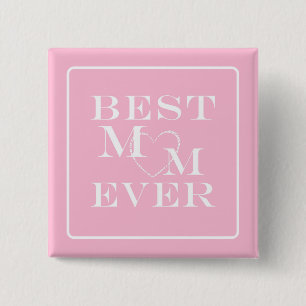 Badge Carré 5 Cm Cute personnalisée "Meilleure maman jamais" Coeur